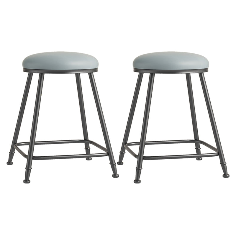 Scandinavian Backless Footrest Barstool Matte Finish Upholstered Home Stool Grey 2 Piece Set Short Stool(22"H) Clearhalo 'Bar Furniture' 'Bar Stools' 'bar_stools' 'furn' 'furn_bar_stools' 'Furniture' 'furniture_bar_stools' 'Kitchen & Dining Furniture' 4744838