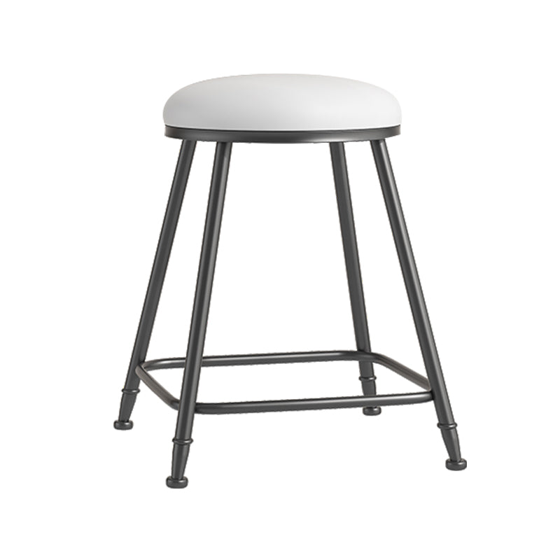 Scandinavian Backless Footrest Barstool Matte Finish Upholstered Home Stool White 1 Piece Short Stool(22"H) Clearhalo 'Bar Furniture' 'Bar Stools' 'bar_stools' 'furn' 'furn_bar_stools' 'Furniture' 'furniture_bar_stools' 'Kitchen & Dining Furniture' 4744840