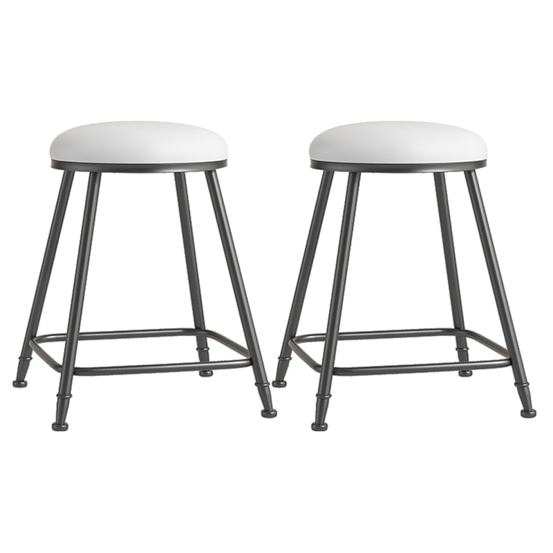 Scandinavian Backless Footrest Barstool Matte Finish Upholstered Home Stool White 2 Piece Set Short Stool(22"H) Clearhalo 'Bar Furniture' 'Bar Stools' 'bar_stools' 'furn' 'furn_bar_stools' 'Furniture' 'furniture_bar_stools' 'Kitchen & Dining Furniture' 4744841
