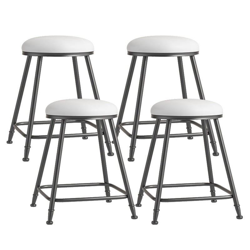 Scandinavian Backless Footrest Barstool Matte Finish Upholstered Home Stool White 4 Piece Set Short Stool(22"H) Clearhalo 'Bar Furniture' 'Bar Stools' 'bar_stools' 'furn' 'furn_bar_stools' 'Furniture' 'furniture_bar_stools' 'Kitchen & Dining Furniture' 4744842