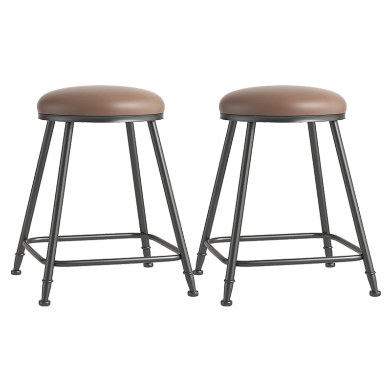Scandinavian Backless Footrest Barstool Matte Finish Upholstered Home Stool Coffee 2 Piece Set Short Stool(22"H) Clearhalo 'Bar Furniture' 'Bar Stools' 'bar_stools' 'furn' 'furn_bar_stools' 'Furniture' 'furniture_bar_stools' 'Kitchen & Dining Furniture' 4744844