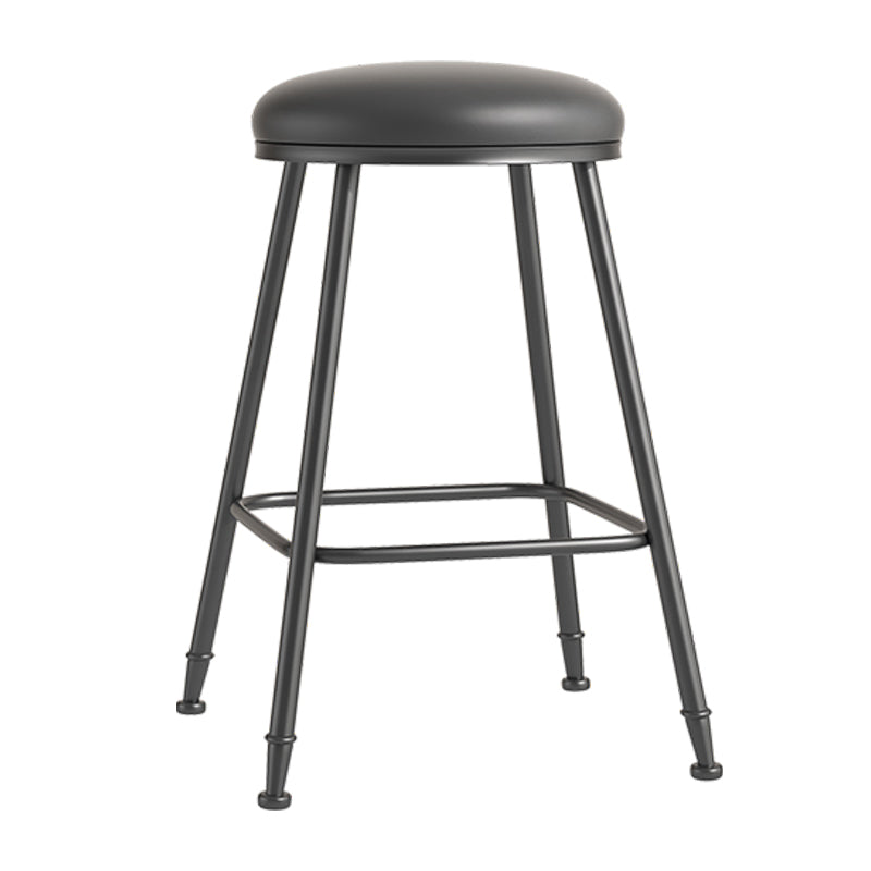 Scandinavian Backless Footrest Barstool Matte Finish Upholstered Home Stool Black 1 Piece Counter Stool(26"H) Clearhalo 'Bar Furniture' 'Bar Stools' 'bar_stools' 'furn' 'furn_bar_stools' 'Furniture' 'furniture_bar_stools' 'Kitchen & Dining Furniture' 4744846