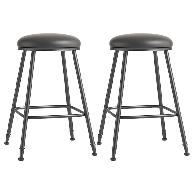 Scandinavian Backless Footrest Barstool Matte Finish Upholstered Home Stool Black 2 Piece Set Counter Stool(26"H) Clearhalo 'Bar Furniture' 'Bar Stools' 'bar_stools' 'furn' 'furn_bar_stools' 'Furniture' 'furniture_bar_stools' 'Kitchen & Dining Furniture' 4744847