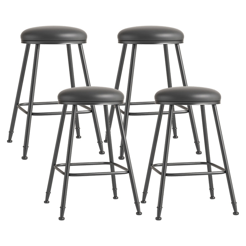Scandinavian Backless Footrest Barstool Matte Finish Upholstered Home Stool Black 4 Piece Set Counter Stool(26"H) Clearhalo 'Bar Furniture' 'Bar Stools' 'bar_stools' 'furn' 'furn_bar_stools' 'Furniture' 'furniture_bar_stools' 'Kitchen & Dining Furniture' 4744848