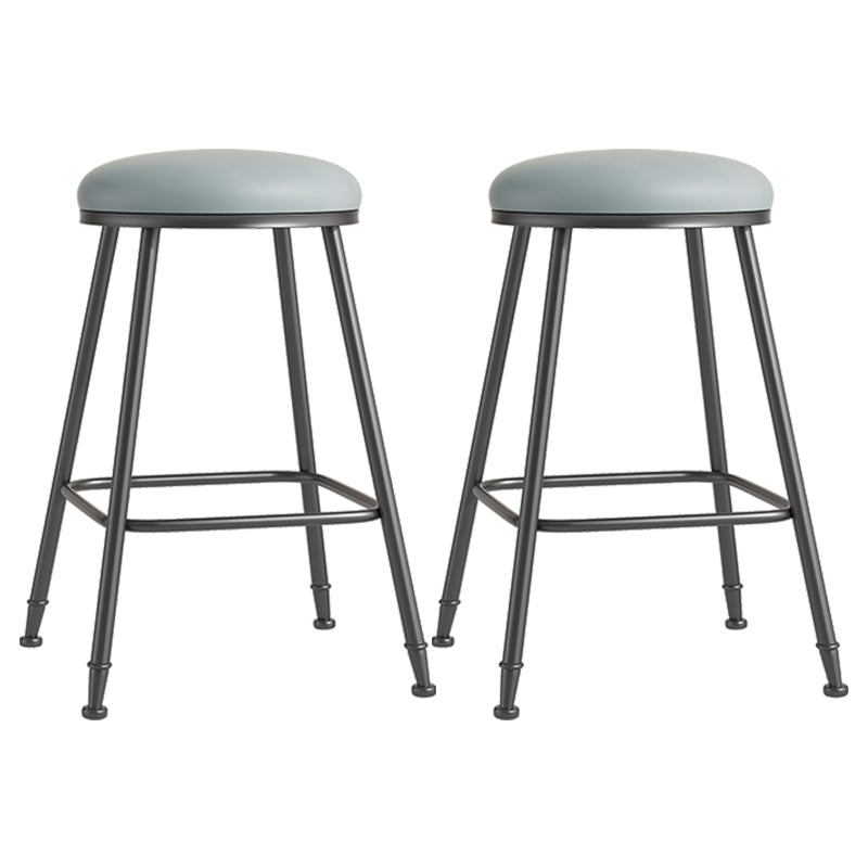 Scandinavian Backless Footrest Barstool Matte Finish Upholstered Home Stool Grey 2 Piece Set Counter Stool(26"H) Clearhalo 'Bar Furniture' 'Bar Stools' 'bar_stools' 'furn' 'furn_bar_stools' 'Furniture' 'furniture_bar_stools' 'Kitchen & Dining Furniture' 4744850