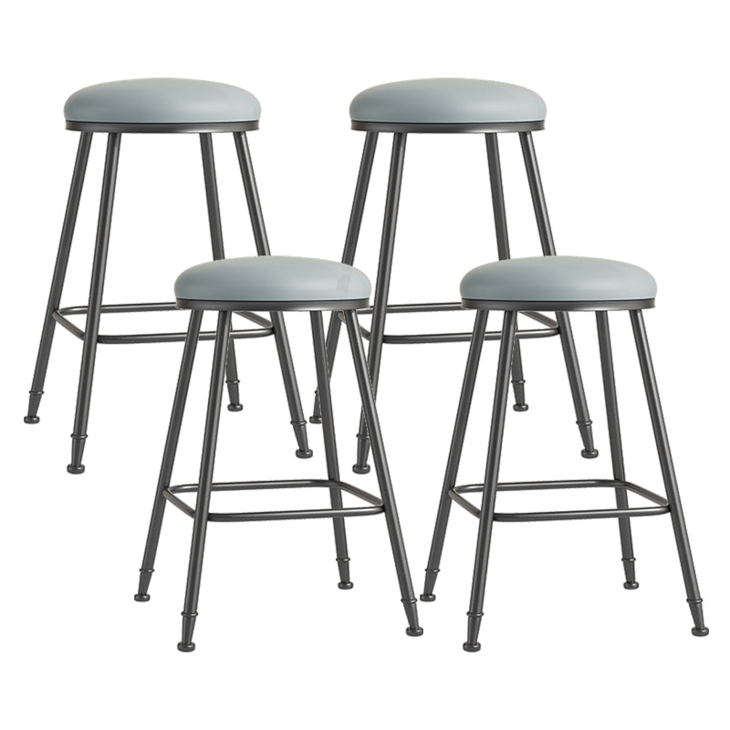 Scandinavian Backless Footrest Barstool Matte Finish Upholstered Home Stool Grey 4 Piece Set Counter Stool(26"H) Clearhalo 'Bar Furniture' 'Bar Stools' 'bar_stools' 'furn' 'furn_bar_stools' 'Furniture' 'furniture_bar_stools' 'Kitchen & Dining Furniture' 4744851