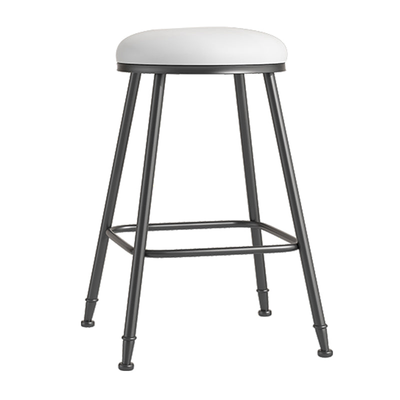 Scandinavian Backless Footrest Barstool Matte Finish Upholstered Home Stool White 1 Piece Counter Stool(26"H) Clearhalo 'Bar Furniture' 'Bar Stools' 'bar_stools' 'furn' 'furn_bar_stools' 'Furniture' 'furniture_bar_stools' 'Kitchen & Dining Furniture' 4744852
