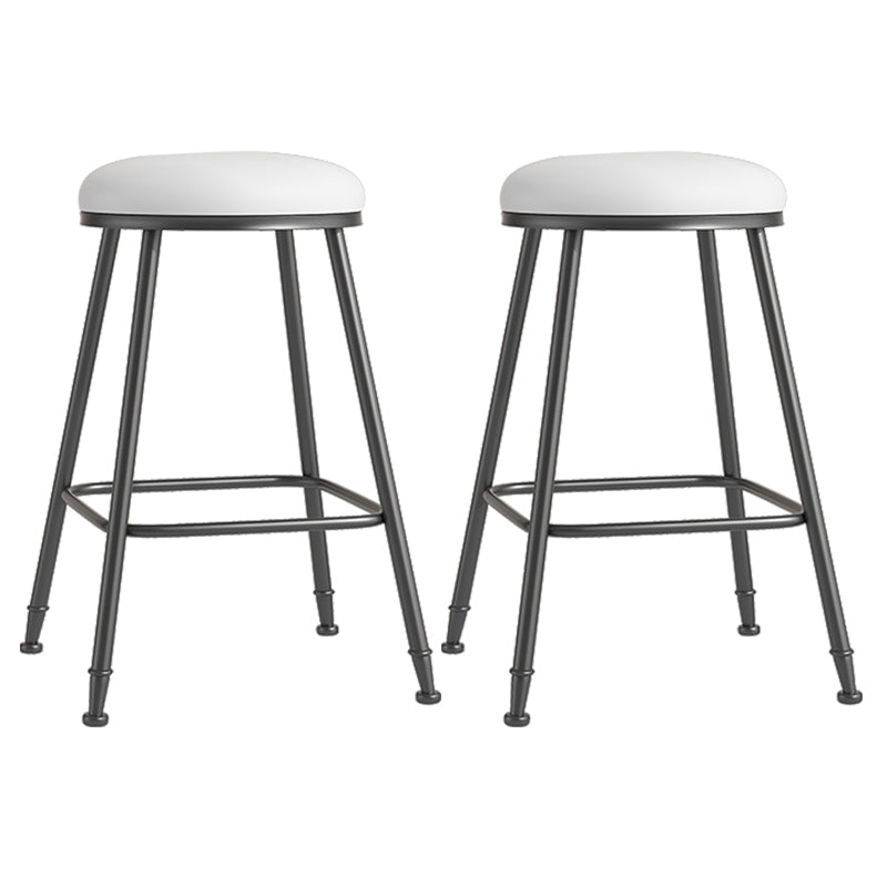 Scandinavian Backless Footrest Barstool Matte Finish Upholstered Home Stool White 2 Piece Set Counter Stool(26"H) Clearhalo 'Bar Furniture' 'Bar Stools' 'bar_stools' 'furn' 'furn_bar_stools' 'Furniture' 'furniture_bar_stools' 'Kitchen & Dining Furniture' 4744853