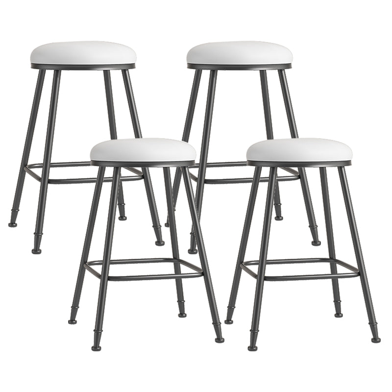 Scandinavian Backless Footrest Barstool Matte Finish Upholstered Home Stool White 4 Piece Set Counter Stool(26"H) Clearhalo 'Bar Furniture' 'Bar Stools' 'bar_stools' 'furn' 'furn_bar_stools' 'Furniture' 'furniture_bar_stools' 'Kitchen & Dining Furniture' 4744854