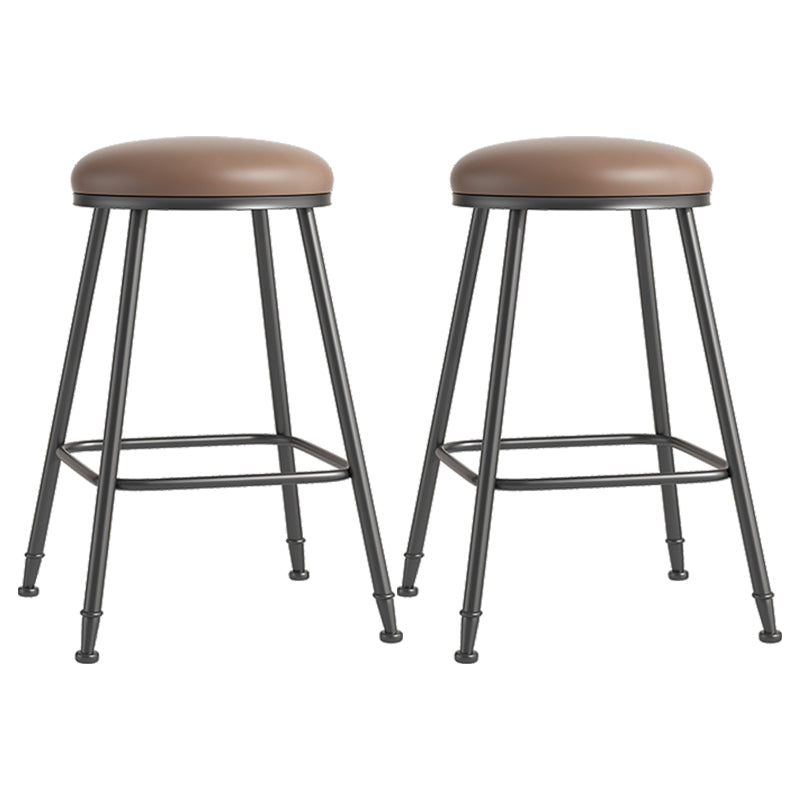 Scandinavian Backless Footrest Barstool Matte Finish Upholstered Home Stool Coffee 2 Piece Set Counter Stool(26"H) Clearhalo 'Bar Furniture' 'Bar Stools' 'bar_stools' 'furn' 'furn_bar_stools' 'Furniture' 'furniture_bar_stools' 'Kitchen & Dining Furniture' 4744856