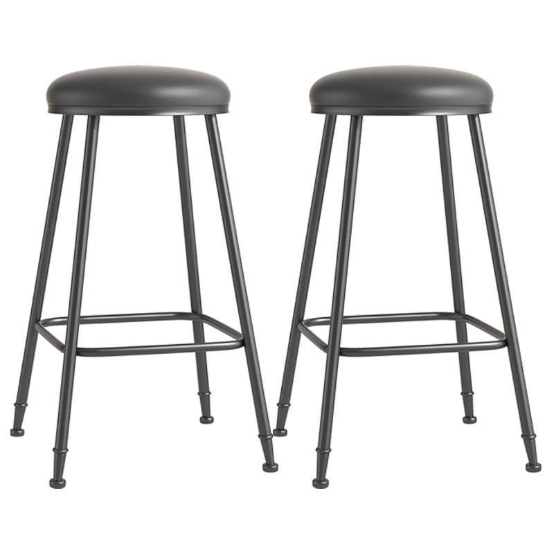 Scandinavian Backless Footrest Barstool Matte Finish Upholstered Home Stool Black 2 Piece Set Bar Stool(30"H) Clearhalo 'Bar Furniture' 'Bar Stools' 'bar_stools' 'furn' 'furn_bar_stools' 'Furniture' 'furniture_bar_stools' 'Kitchen & Dining Furniture' 4744859