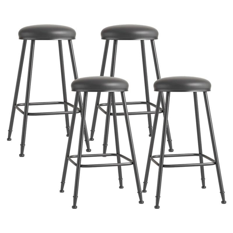 Scandinavian Backless Footrest Barstool Matte Finish Upholstered Home Stool Black 4 Piece Set Bar Stool(30"H) Clearhalo 'Bar Furniture' 'Bar Stools' 'bar_stools' 'furn' 'furn_bar_stools' 'Furniture' 'furniture_bar_stools' 'Kitchen & Dining Furniture' 4744860