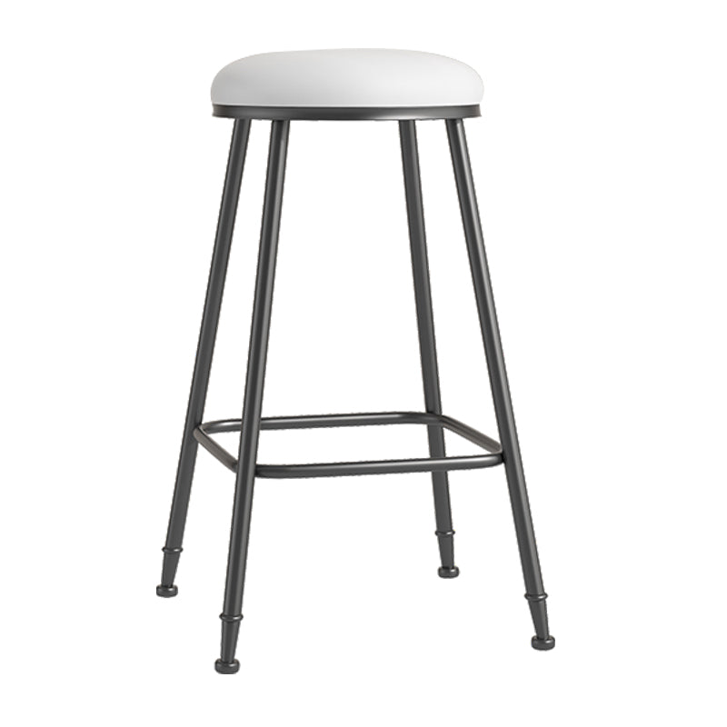 Scandinavian Backless Footrest Barstool Matte Finish Upholstered Home Stool White 1 Piece Bar Stool(30"H) Clearhalo 'Bar Furniture' 'Bar Stools' 'bar_stools' 'furn' 'furn_bar_stools' 'Furniture' 'furniture_bar_stools' 'Kitchen & Dining Furniture' 4744864