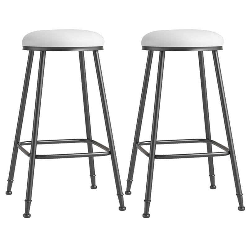 Scandinavian Backless Footrest Barstool Matte Finish Upholstered Home Stool White 2 Piece Set Bar Stool(30"H) Clearhalo 'Bar Furniture' 'Bar Stools' 'bar_stools' 'furn' 'furn_bar_stools' 'Furniture' 'furniture_bar_stools' 'Kitchen & Dining Furniture' 4744865