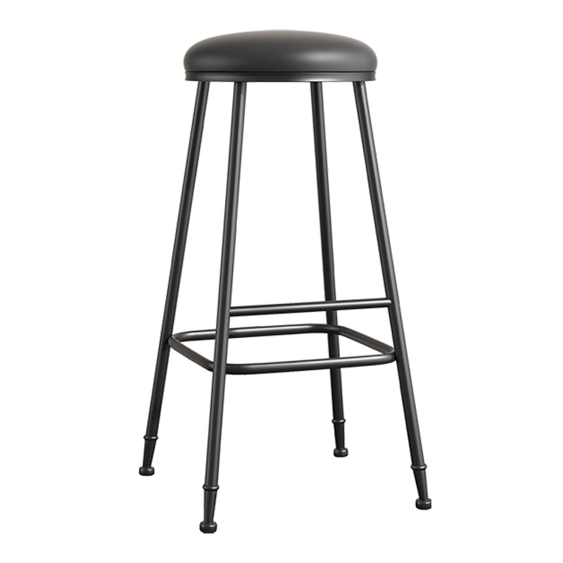 Scandinavian Backless Footrest Barstool Matte Finish Upholstered Home Stool Black 1 Piece Bar Stool(33"H) Clearhalo 'Bar Furniture' 'Bar Stools' 'bar_stools' 'furn' 'furn_bar_stools' 'Furniture' 'furniture_bar_stools' 'Kitchen & Dining Furniture' 4744870