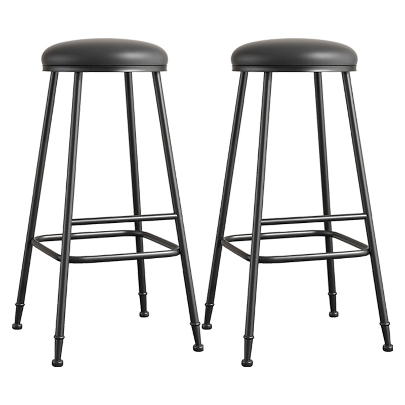 Scandinavian Backless Footrest Barstool Matte Finish Upholstered Home Stool Black 2 Piece Set Bar Stool(33"H) Clearhalo 'Bar Furniture' 'Bar Stools' 'bar_stools' 'furn' 'furn_bar_stools' 'Furniture' 'furniture_bar_stools' 'Kitchen & Dining Furniture' 4744871