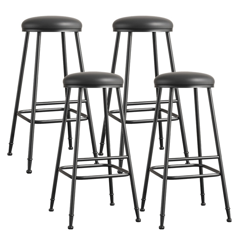 Scandinavian Backless Footrest Barstool Matte Finish Upholstered Home Stool Black 4 Piece Set Bar Stool(33"H) Clearhalo 'Bar Furniture' 'Bar Stools' 'bar_stools' 'furn' 'furn_bar_stools' 'Furniture' 'furniture_bar_stools' 'Kitchen & Dining Furniture' 4744872