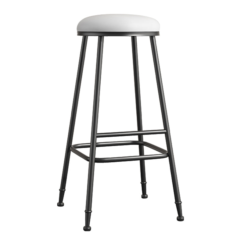 Scandinavian Backless Footrest Barstool Matte Finish Upholstered Home Stool White 1 Piece Bar Stool(33"H) Clearhalo 'Bar Furniture' 'Bar Stools' 'bar_stools' 'furn' 'furn_bar_stools' 'Furniture' 'furniture_bar_stools' 'Kitchen & Dining Furniture' 4744876