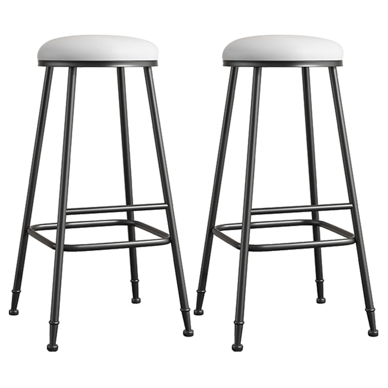 Scandinavian Backless Footrest Barstool Matte Finish Upholstered Home Stool White 2 Piece Set Bar Stool(33"H) Clearhalo 'Bar Furniture' 'Bar Stools' 'bar_stools' 'furn' 'furn_bar_stools' 'Furniture' 'furniture_bar_stools' 'Kitchen & Dining Furniture' 4744877