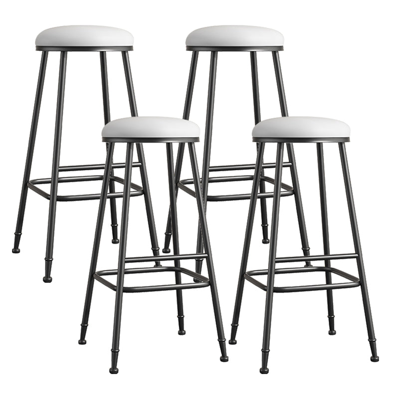 Scandinavian Backless Footrest Barstool Matte Finish Upholstered Home Stool White 4 Piece Set Bar Stool(33"H) Clearhalo 'Bar Furniture' 'Bar Stools' 'bar_stools' 'furn' 'furn_bar_stools' 'Furniture' 'furniture_bar_stools' 'Kitchen & Dining Furniture' 4744878