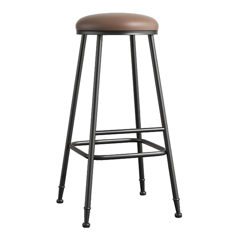 Scandinavian Backless Footrest Barstool Matte Finish Upholstered Home Stool Coffee 1 Piece Bar Stool(33"H) Clearhalo 'Bar Furniture' 'Bar Stools' 'bar_stools' 'furn' 'furn_bar_stools' 'Furniture' 'furniture_bar_stools' 'Kitchen & Dining Furniture' 4744879