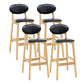 Milk Tea Shop Scandinavian Leather Stool Matte Finish Rubberwood Footrest Barstool Black 4 Piece Set Clearhalo 'Bar Furniture' 'Bar Stools' 'bar_stools' 'furn' 'furn_bar_stools' 'Furniture' 'furniture_bar_stools' 'Kitchen & Dining Furniture' 4744925