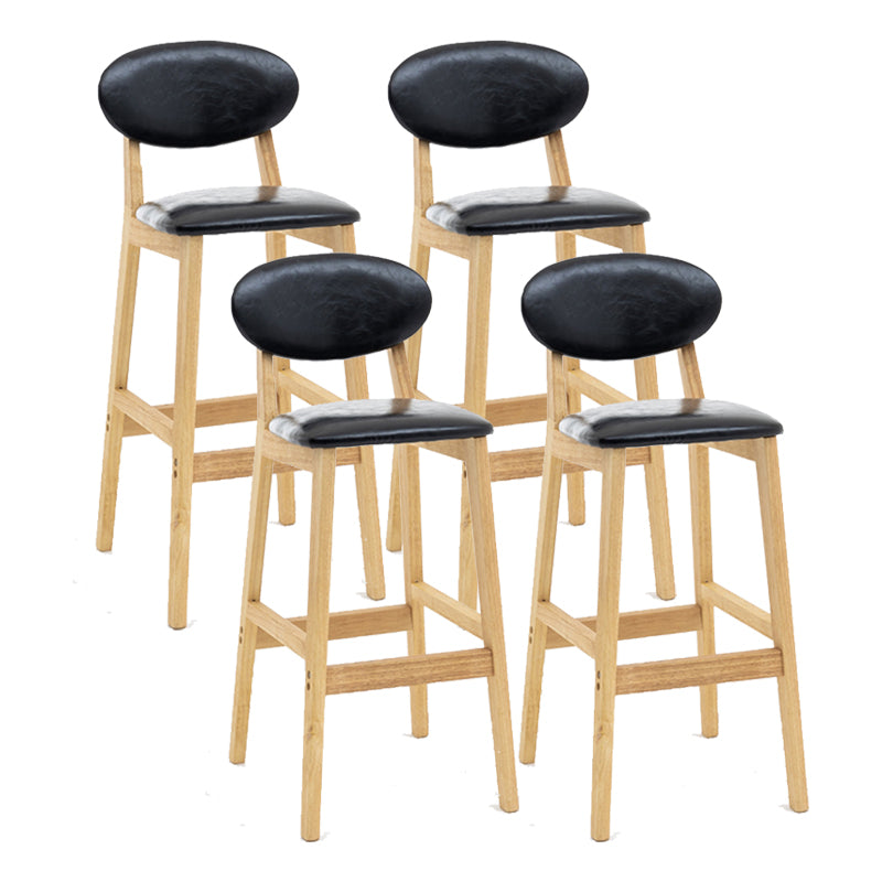 Milk Tea Shop Scandinavian Leather Stool Matte Finish Rubberwood Footrest Barstool Black 4 Piece Set Clearhalo 'Bar Furniture' 'Bar Stools' 'bar_stools' 'furn' 'furn_bar_stools' 'Furniture' 'furniture_bar_stools' 'Kitchen & Dining Furniture' 4744925
