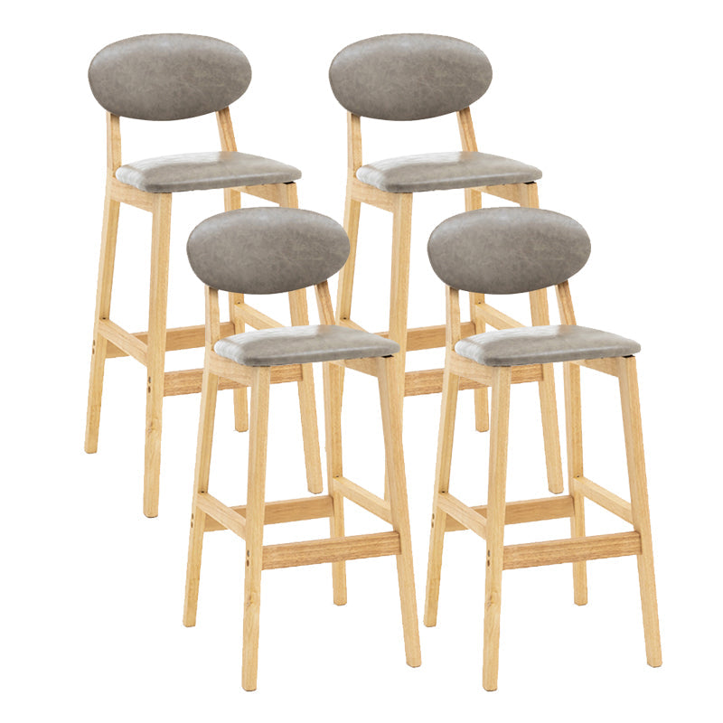 Milk Tea Shop Scandinavian Leather Stool Matte Finish Rubberwood Footrest Barstool Grey 4 Piece Set Clearhalo 'Bar Furniture' 'Bar Stools' 'bar_stools' 'furn' 'furn_bar_stools' 'Furniture' 'furniture_bar_stools' 'Kitchen & Dining Furniture' 4744926