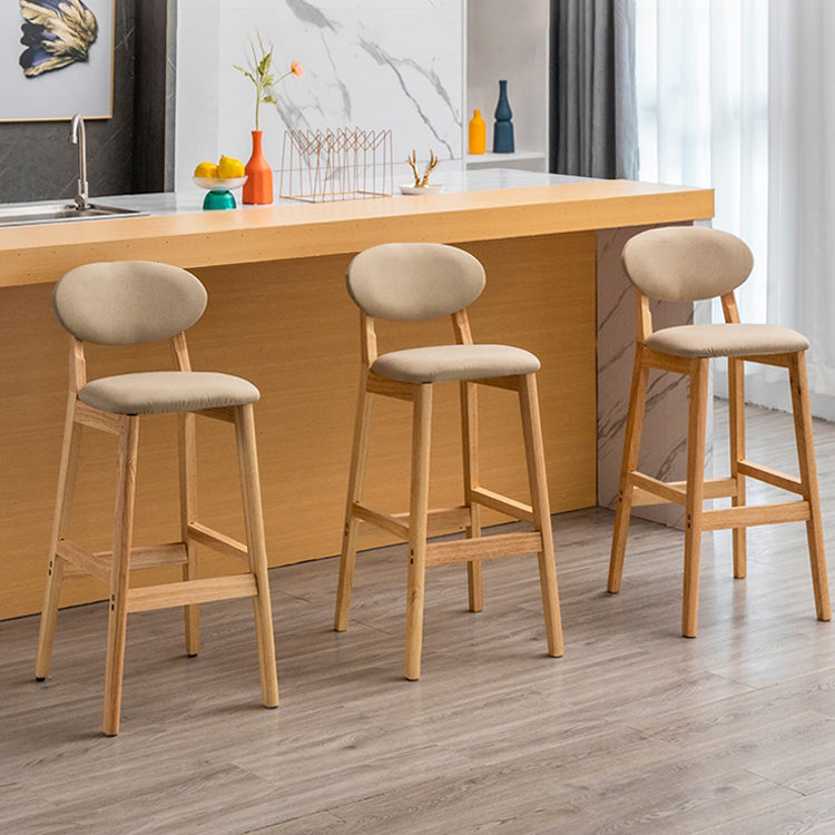 Milk Tea Shop Scandinavian Leather Stool Matte Finish Rubberwood Footrest Barstool Clearhalo 'Bar Furniture' 'Bar Stools' 'bar_stools' 'furn' 'furn_bar_stools' 'Furniture' 'furniture_bar_stools' 'Kitchen & Dining Furniture' 4744927