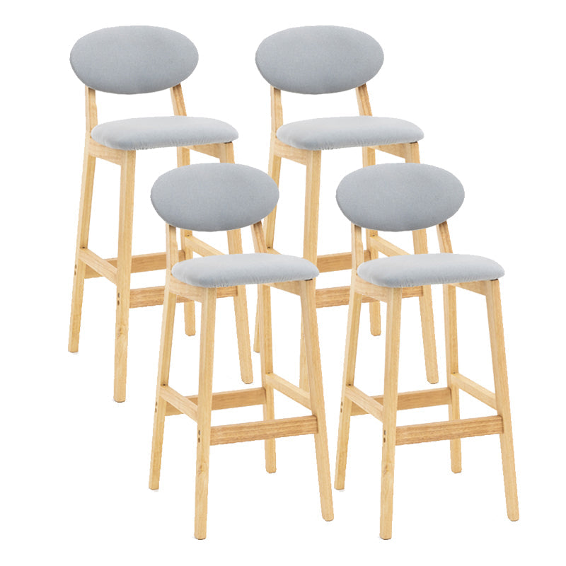 Milk Tea Shop Scandinavian Leather Stool Matte Finish Rubberwood Footrest Barstool Light Gray 4 Piece Set Clearhalo 'Bar Furniture' 'Bar Stools' 'bar_stools' 'furn' 'furn_bar_stools' 'Furniture' 'furniture_bar_stools' 'Kitchen & Dining Furniture' 4744928