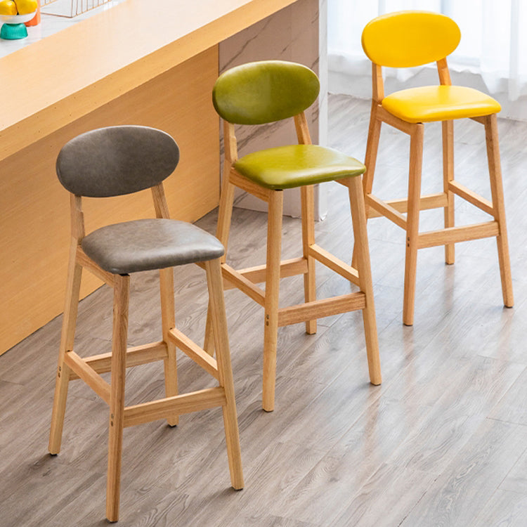 Milk Tea Shop Scandinavian Leather Stool Matte Finish Rubberwood Footrest Barstool Clearhalo 'Bar Furniture' 'Bar Stools' 'bar_stools' 'furn' 'furn_bar_stools' 'Furniture' 'furniture_bar_stools' 'Kitchen & Dining Furniture' 4744929