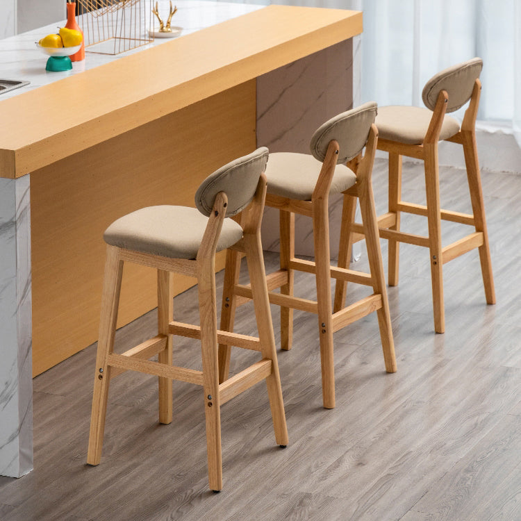 Milk Tea Shop Scandinavian Leather Stool Matte Finish Rubberwood Footrest Barstool Clearhalo 'Bar Furniture' 'Bar Stools' 'bar_stools' 'furn' 'furn_bar_stools' 'Furniture' 'furniture_bar_stools' 'Kitchen & Dining Furniture' 4744930