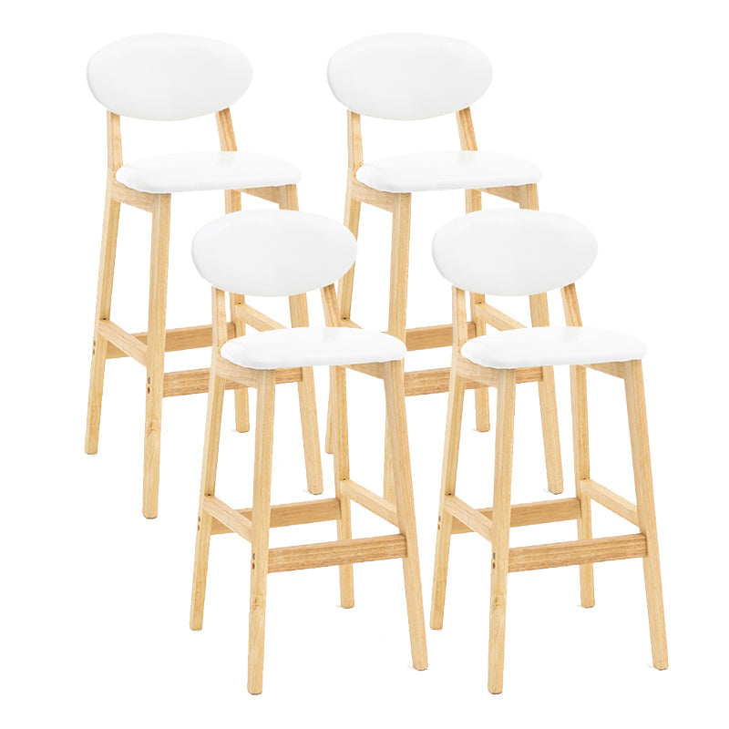 Milk Tea Shop Scandinavian Leather Stool Matte Finish Rubberwood Footrest Barstool White 4 Piece Set Clearhalo 'Bar Furniture' 'Bar Stools' 'bar_stools' 'furn' 'furn_bar_stools' 'Furniture' 'furniture_bar_stools' 'Kitchen & Dining Furniture' 4744931