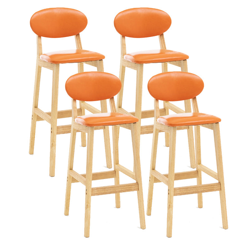 Milk Tea Shop Scandinavian Leather Stool Matte Finish Rubberwood Footrest Barstool Orange 4 Piece Set Clearhalo 'Bar Furniture' 'Bar Stools' 'bar_stools' 'furn' 'furn_bar_stools' 'Furniture' 'furniture_bar_stools' 'Kitchen & Dining Furniture' 4744935