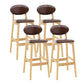 Milk Tea Shop Scandinavian Leather Stool Matte Finish Rubberwood Footrest Barstool Brown 4 Piece Set Clearhalo 'Bar Furniture' 'Bar Stools' 'bar_stools' 'furn' 'furn_bar_stools' 'Furniture' 'furniture_bar_stools' 'Kitchen & Dining Furniture' 4744937