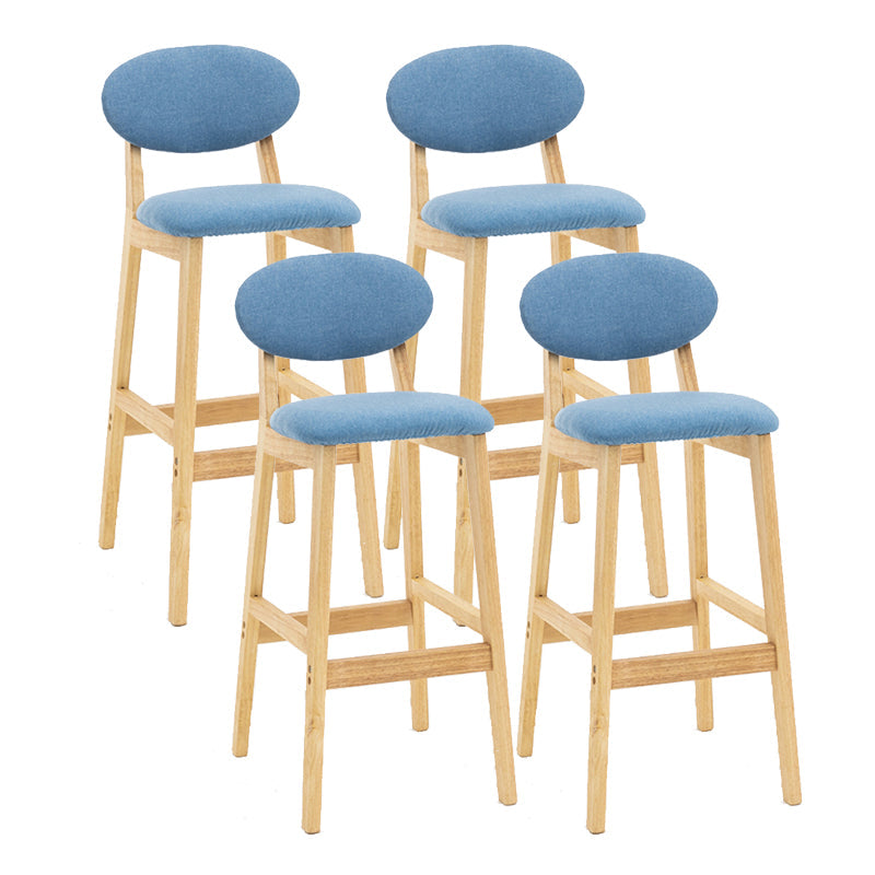 Milk Tea Shop Scandinavian Leather Stool Matte Finish Rubberwood Footrest Barstool Blue 4 Piece Set Clearhalo 'Bar Furniture' 'Bar Stools' 'bar_stools' 'furn' 'furn_bar_stools' 'Furniture' 'furniture_bar_stools' 'Kitchen & Dining Furniture' 4744939
