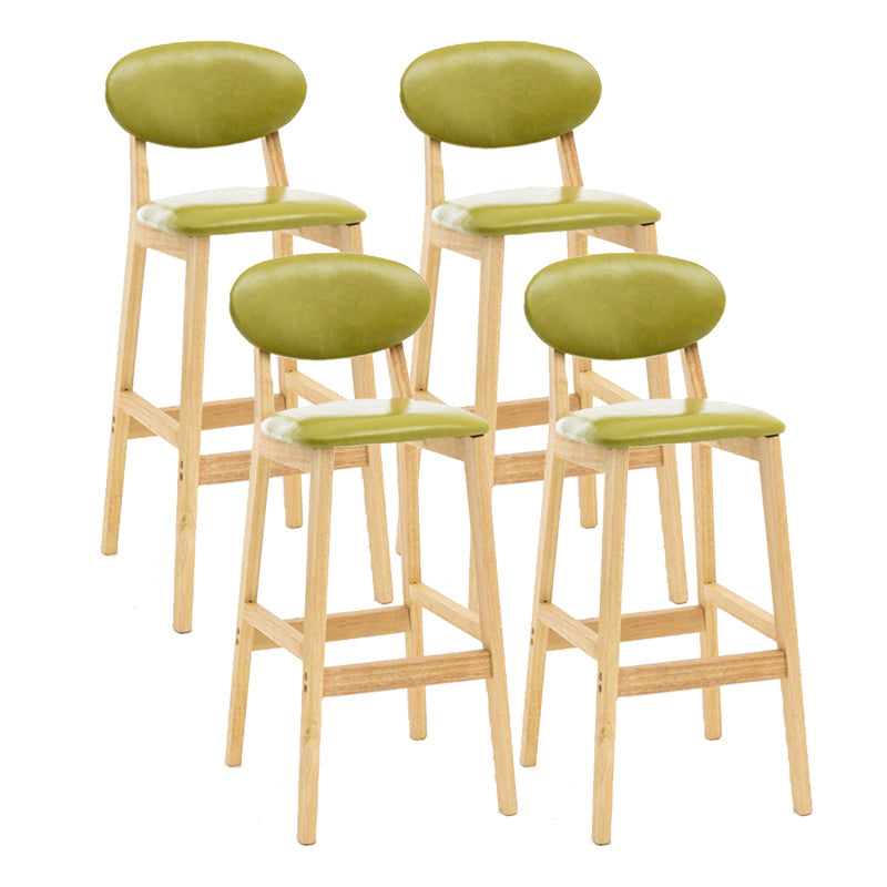 Milk Tea Shop Scandinavian Leather Stool Matte Finish Rubberwood Footrest Barstool Green 4 Piece Set Clearhalo 'Bar Furniture' 'Bar Stools' 'bar_stools' 'furn' 'furn_bar_stools' 'Furniture' 'furniture_bar_stools' 'Kitchen & Dining Furniture' 4744940