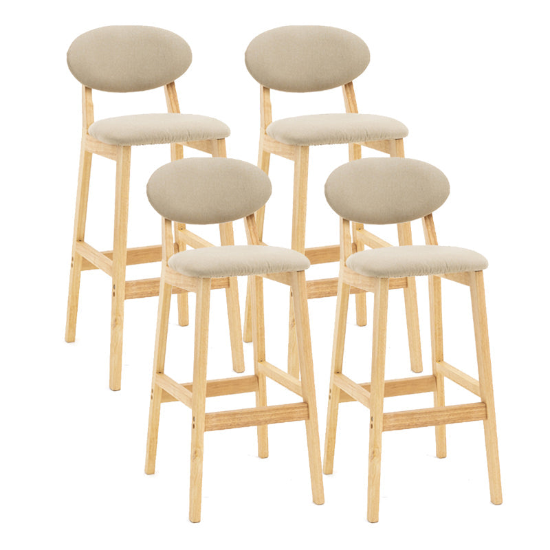 Milk Tea Shop Scandinavian Leather Stool Matte Finish Rubberwood Footrest Barstool Khaki 4 Piece Set Clearhalo 'Bar Furniture' 'Bar Stools' 'bar_stools' 'furn' 'furn_bar_stools' 'Furniture' 'furniture_bar_stools' 'Kitchen & Dining Furniture' 4744942