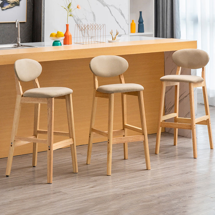 Milk Tea Shop Scandinavian Leather Stool Matte Finish Rubberwood Footrest Barstool Clearhalo 'Bar Furniture' 'Bar Stools' 'bar_stools' 'furn' 'furn_bar_stools' 'Furniture' 'furniture_bar_stools' 'Kitchen & Dining Furniture' 4744943