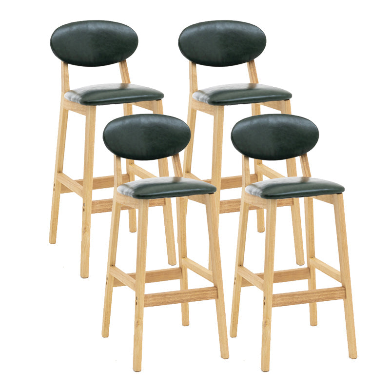 Milk Tea Shop Scandinavian Leather Stool Matte Finish Rubberwood Footrest Barstool Blackish Green 4 Piece Set Clearhalo 'Bar Furniture' 'Bar Stools' 'bar_stools' 'furn' 'furn_bar_stools' 'Furniture' 'furniture_bar_stools' 'Kitchen & Dining Furniture' 4744944