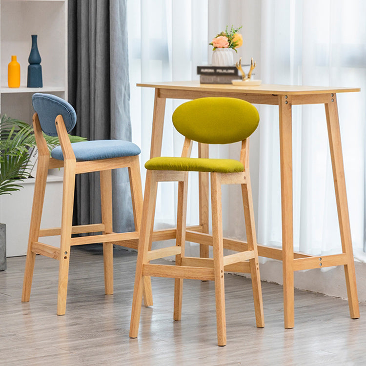 Milk Tea Shop Scandinavian Leather Stool Matte Finish Rubberwood Footrest Barstool Clearhalo 'Bar Furniture' 'Bar Stools' 'bar_stools' 'furn' 'furn_bar_stools' 'Furniture' 'furniture_bar_stools' 'Kitchen & Dining Furniture' 4744947