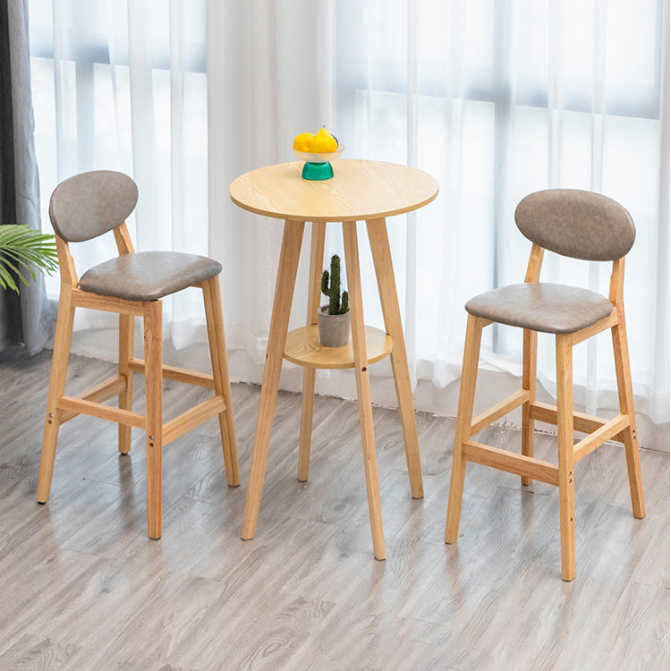 Milk Tea Shop Scandinavian Leather Stool Matte Finish Rubberwood Footrest Barstool Clearhalo 'Bar Furniture' 'Bar Stools' 'bar_stools' 'furn' 'furn_bar_stools' 'Furniture' 'furniture_bar_stools' 'Kitchen & Dining Furniture' 4744949