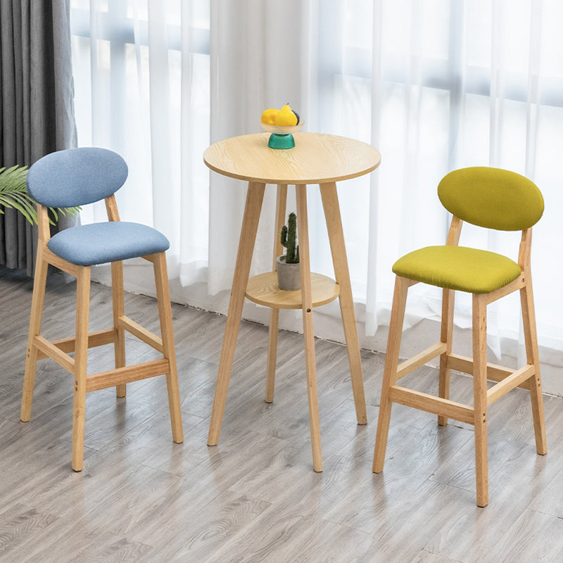 Milk Tea Shop Scandinavian Leather Stool Matte Finish Rubberwood Footrest Barstool Clearhalo 'Bar Furniture' 'Bar Stools' 'bar_stools' 'furn' 'furn_bar_stools' 'Furniture' 'furniture_bar_stools' 'Kitchen & Dining Furniture' 4744950