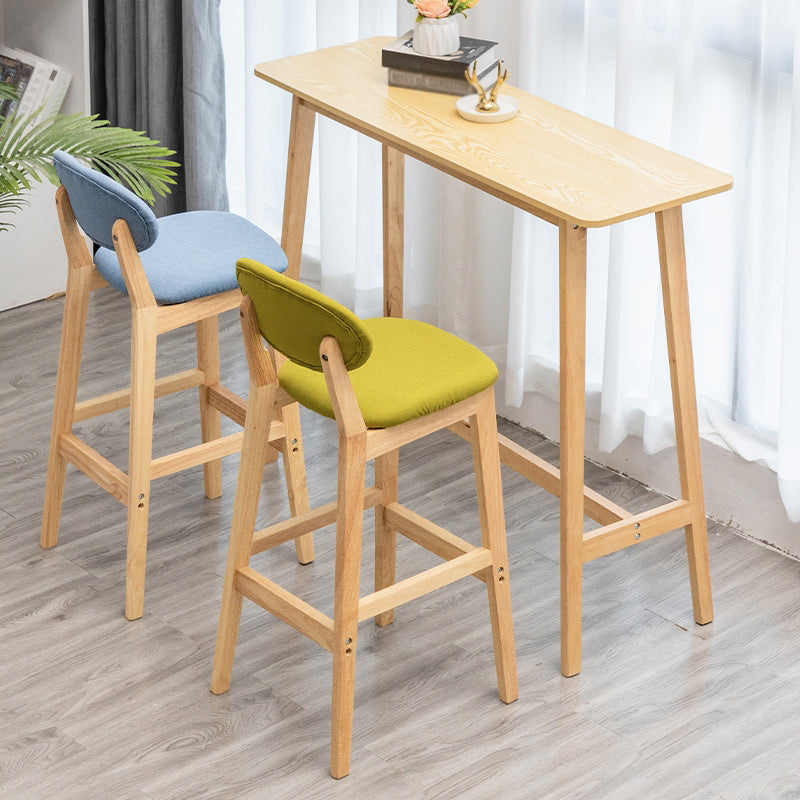 Milk Tea Shop Scandinavian Leather Stool Matte Finish Rubberwood Footrest Barstool Clearhalo 'Bar Furniture' 'Bar Stools' 'bar_stools' 'furn' 'furn_bar_stools' 'Furniture' 'furniture_bar_stools' 'Kitchen & Dining Furniture' 4744951