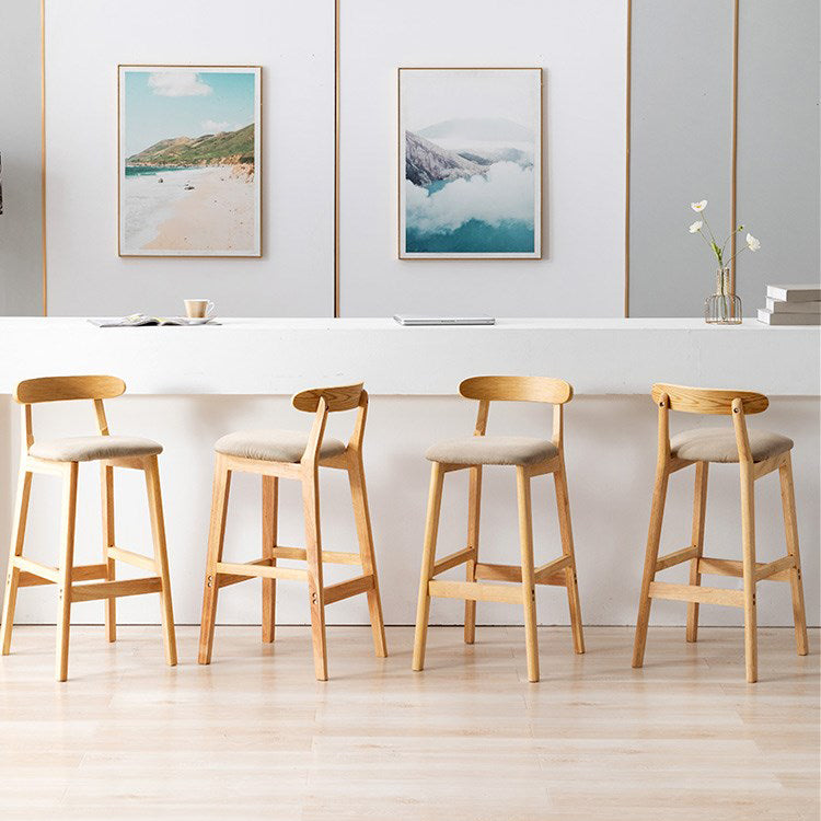 Scandinavian Milk Tea Shop Upholstered Stool Matte Finish Rubberwood Footrest Barstool Clearhalo 'Bar Furniture' 'Bar Stools' 'bar_stools' 'furn' 'furn_bar_stools' 'Furniture' 'furniture_bar_stools' 'Kitchen & Dining Furniture' 4744955