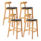 Scandinavian Milk Tea Shop Upholstered Stool Matte Finish Rubberwood Footrest Barstool Black 4 Piece Set Clearhalo 'Bar Furniture' 'Bar Stools' 'bar_stools' 'furn' 'furn_bar_stools' 'Furniture' 'furniture_bar_stools' 'Kitchen & Dining Furniture' 4744958