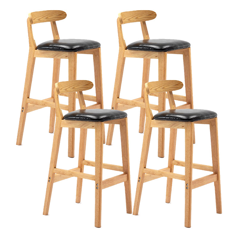 Scandinavian Milk Tea Shop Upholstered Stool Matte Finish Rubberwood Footrest Barstool Black 4 Piece Set Clearhalo 'Bar Furniture' 'Bar Stools' 'bar_stools' 'furn' 'furn_bar_stools' 'Furniture' 'furniture_bar_stools' 'Kitchen & Dining Furniture' 4744958