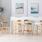 Scandinavian Milk Tea Shop Upholstered Stool Matte Finish Rubberwood Footrest Barstool Clearhalo 'Bar Furniture' 'Bar Stools' 'bar_stools' 'furn' 'furn_bar_stools' 'Furniture' 'furniture_bar_stools' 'Kitchen & Dining Furniture' 4744959