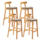 Scandinavian Milk Tea Shop Upholstered Stool Matte Finish Rubberwood Footrest Barstool Grey 4 Piece Set Clearhalo 'Bar Furniture' 'Bar Stools' 'bar_stools' 'furn' 'furn_bar_stools' 'Furniture' 'furniture_bar_stools' 'Kitchen & Dining Furniture' 4744963