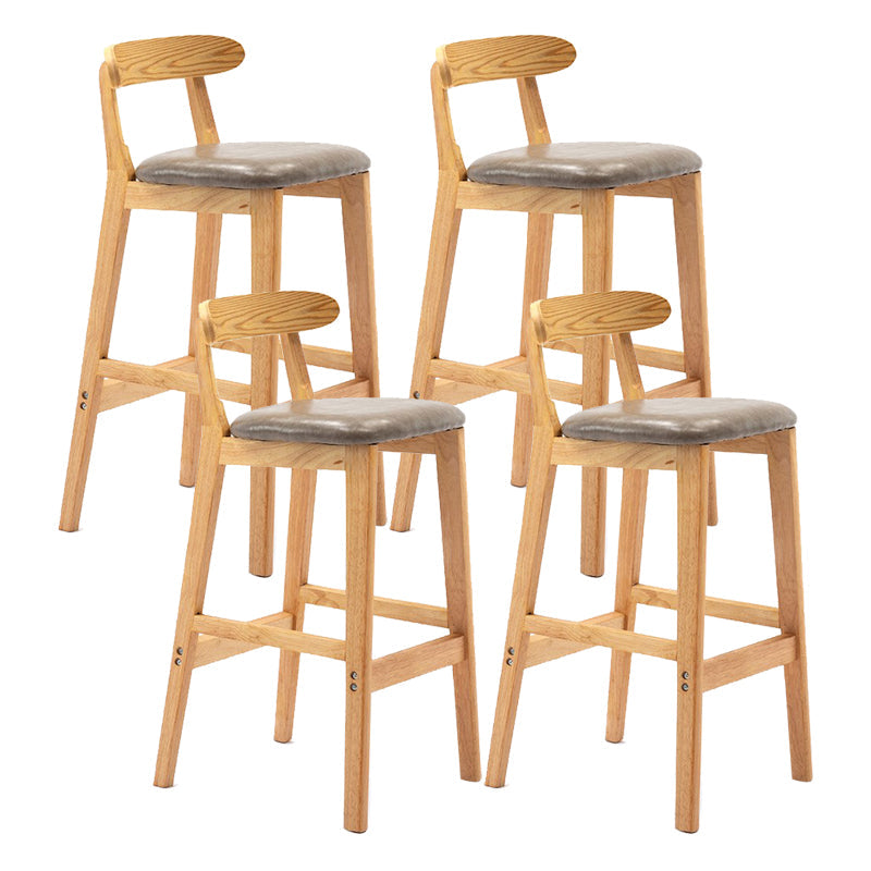 Scandinavian Milk Tea Shop Upholstered Stool Matte Finish Rubberwood Footrest Barstool Grey 4 Piece Set Clearhalo 'Bar Furniture' 'Bar Stools' 'bar_stools' 'furn' 'furn_bar_stools' 'Furniture' 'furniture_bar_stools' 'Kitchen & Dining Furniture' 4744963